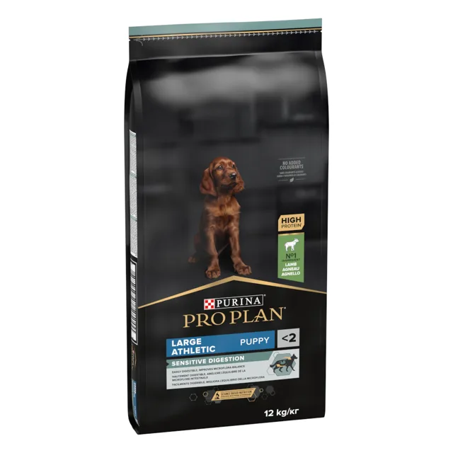 PRO PLAN Large Puppy Athletic Sensitive Digestion granule jehněčí - výhodné balení: 2 x 12 kg