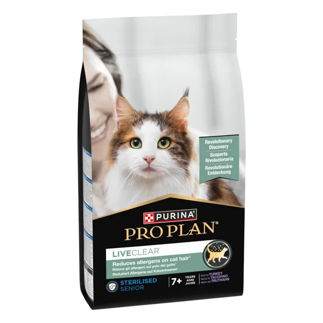 PRO PLAN LiveClear Sterilised Adult 7+ granule krůta - Výhodné balení 2 x 2,8 kg