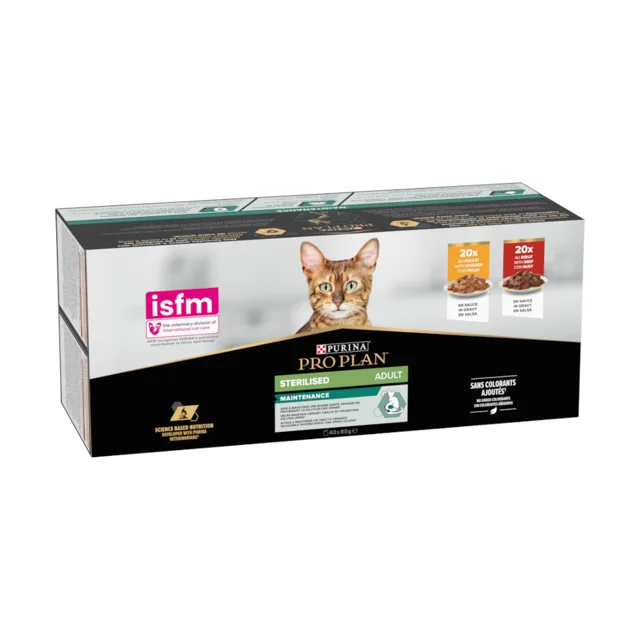 PRO PLAN Sterilised Adult kapsičky 40 x 85 g - hovězí, kuře