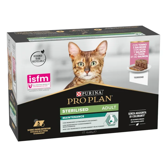 PRO PLAN Sterilised Maintenance konzervy - 12 x 85 g losos, tuňák