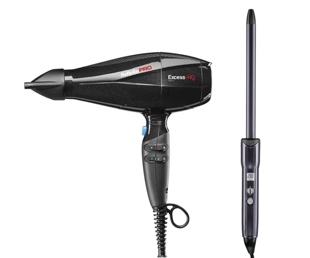 Profesionální fén na vlasy BaByliss Pro Excess-HQ Ionic - 2600 W + klasická kulma na vlasy BaByliss Pro DigiCurl - 16 mm zdarma + dárek zdarma