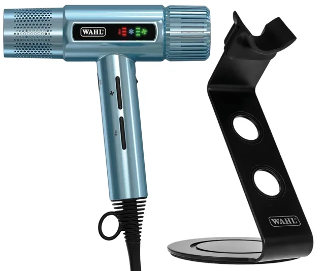 Profesionální fén na vlasy Wahl Vanquish 4321-0472 LD190X - 1600 W, Cool Blue + stojan Wahl zdarma + dárek zdarma
