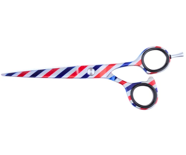Profesionální kadeřnické a barber nůžky Sibel Barburys Bjorn 6" - stříbrné s pruhy (P005048) + dárek zdarma