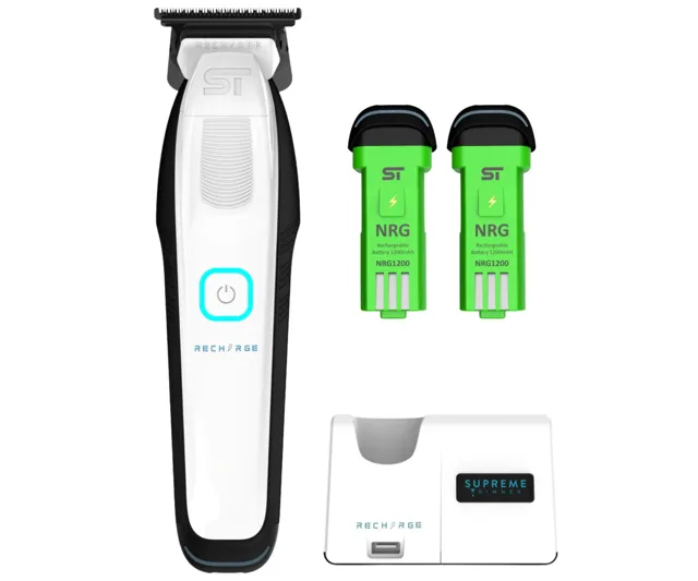 Profesionální konturovací strojek na vlasy s výměnnými bateriemi Supreme Trimmer Recharge ST777/W - bílý + dárek zdarma