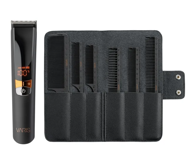 Profesionální konturovací strojek na vlasy Varis Hair Trimmer VT30 - černý + sada karbonových hřebenů Varis Carbon Combs zdarma + dárek zdarma