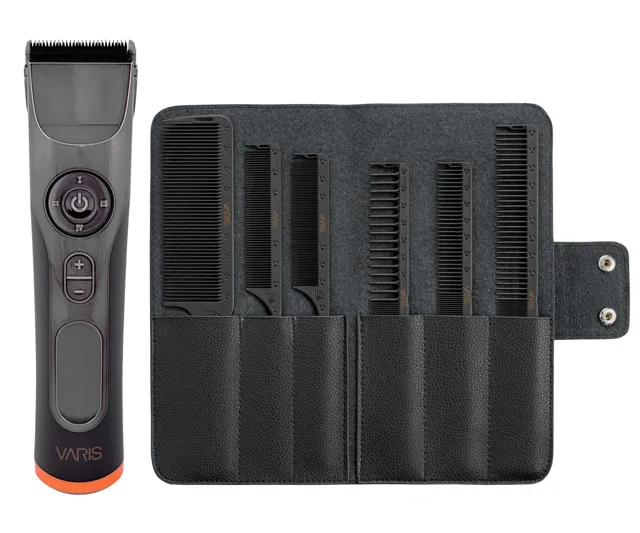 Profesionální strojek na vlasy Varis Hair Clipper VC42 - šedý + sada karbonových hřebenů Varis Carbon Combs zdarma + dárek zdarma