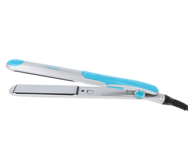 Profesionální žehlička na vlasy Eurostil Professional Platinium Ceramic Tourmaline Straightener - stříbrná/modrá (06145) + dárek zdarma