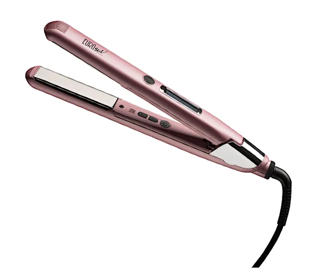 Profesionální žehlička na vlasy Eurostil Professional Titanium Straightener - růžová (06174/70) + dárek zdarma