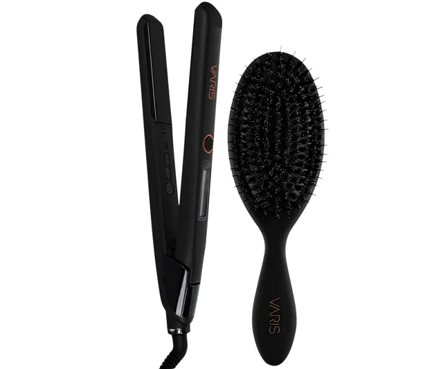 Profesionální žehlička na vlasy Varis Smoother + kartáč s kančími a nylonovými štětinami Varis Smoothing Brush zdarma + dárek zdarma
