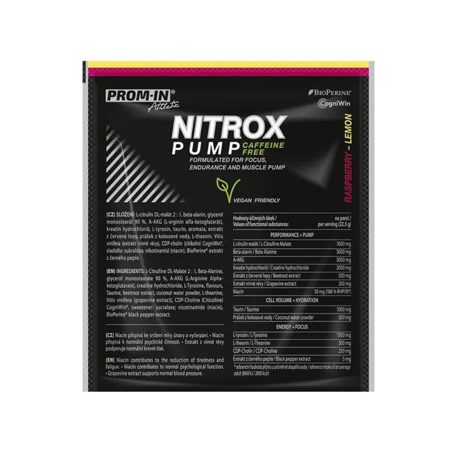 PROM-IN Nitrox Pump caffeine free 22,5 g malina-citron