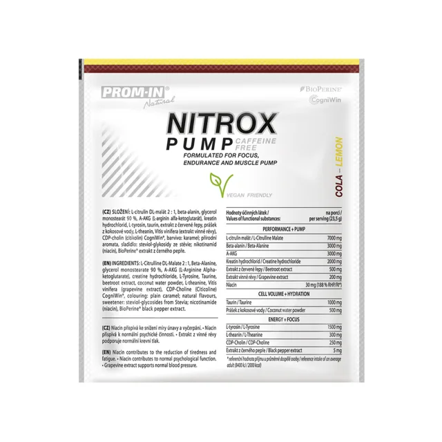 PROM-IN Nitrox Pump caffeine free clean 23,5 g cola-lemon