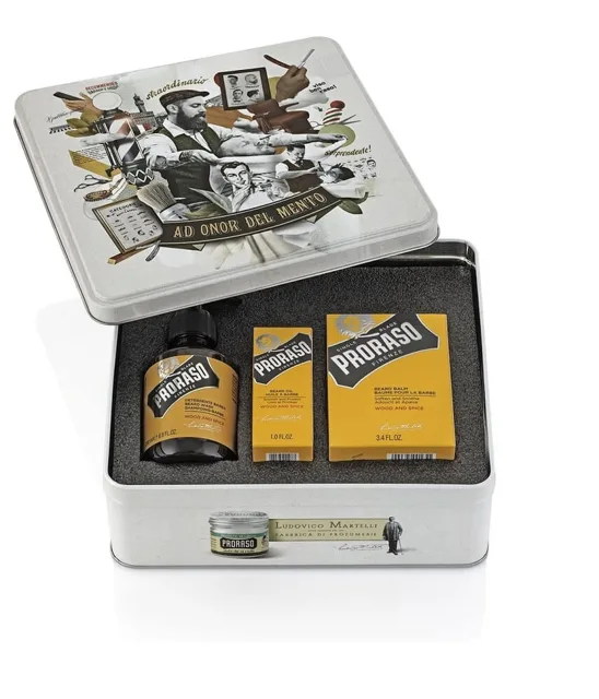 Proraso Wood &amp; Spice pro vousáče šampon na vousy 200 ml + balzám na vousy 100 ml + olej na vousy 30 ml dárková sada