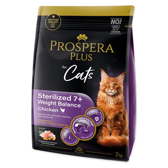 PROSPERA PLUS Sterilized 7+Chicken Weight Balance Krmivo pro kočky, Hmotnost balení (g): 7 kg