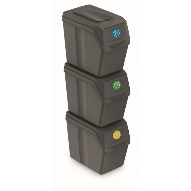 Prosperplast Odpadkový koš SORTIBOX 3 x 20 l šedý kámen
