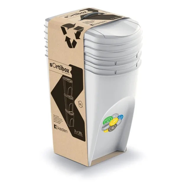 Prosperplast Odpadkový koš SORTIBOX 3 x 35 l popelavý