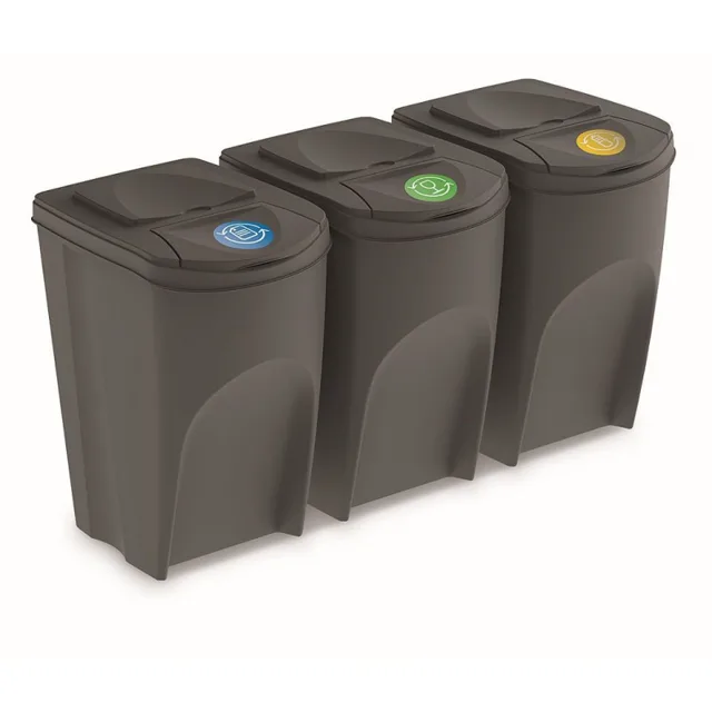 Prosperplast Odpadkový koš SORTIBOX 3 x 35 l šedý