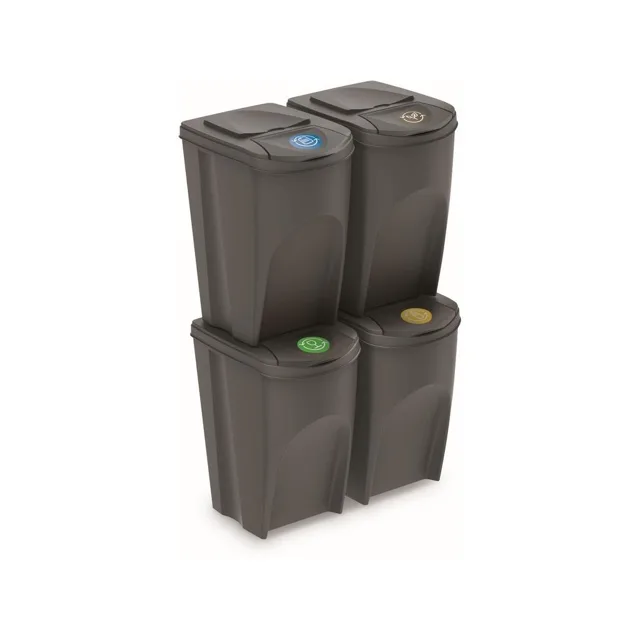 Prosperplast Odpadkový koš SORTIBOX 4 x 35 l šedý