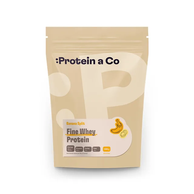 Protein a Co Protein Fine whey slazený stévií 1000 g Banana split