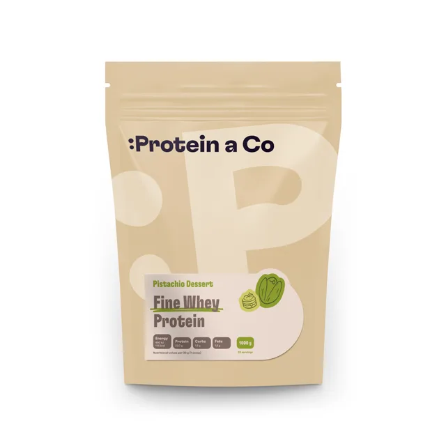Protein a Co Protein Fine whey slazený stévií 1000 g Pistachio dessert