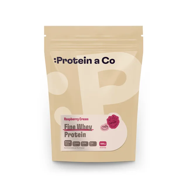 Protein a Co Protein Fine whey slazený stévií 1000 g Raspberry cream