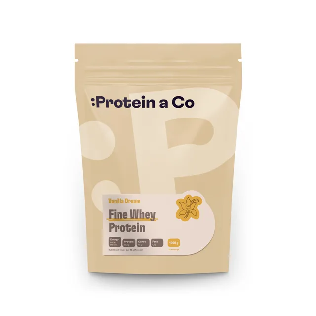 Protein a Co Protein Fine whey slazený stévií 1000 g Vanilla dream