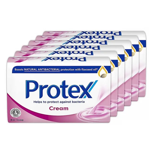 PROTEX Cream Tuhé mýdlo s přirozenou antibakteriální ochranou  6 x 90 g