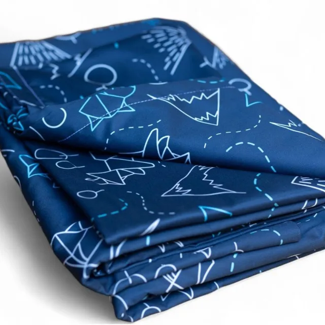 Protiroztočové dětské prostěradlo s gumou nanoSPACE Nanobavlna® modrá – vzor liška 70×140×10 cm