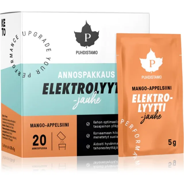 Puhdistamo Electrolyte Powder sportovní nápoj s elektrolyty příchuť Mango & Orange 20x5 g