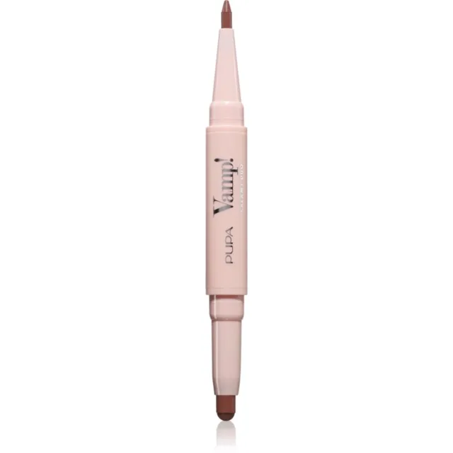 PUPA Milano Vamp! Creamy Duo rtěnka a konturovací tužka na rty 2 v 1 odstín 002 Medium Nude 0.8 g