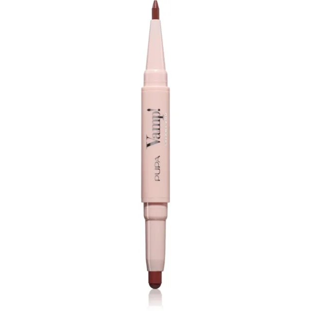 PUPA Milano Vamp! Creamy Duo rtěnka a konturovací tužka na rty 2 v 1 odstín 020 Brown Nude 0.8 g