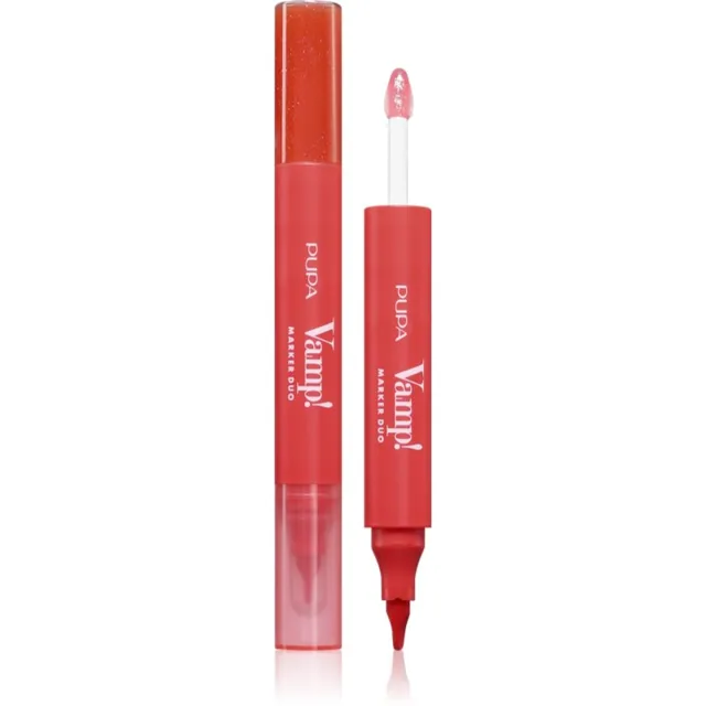 PUPA Milano Vamp! Lip Marker Duo fix na rty s leskem odstín 003 Grape Juice 1.4 ml