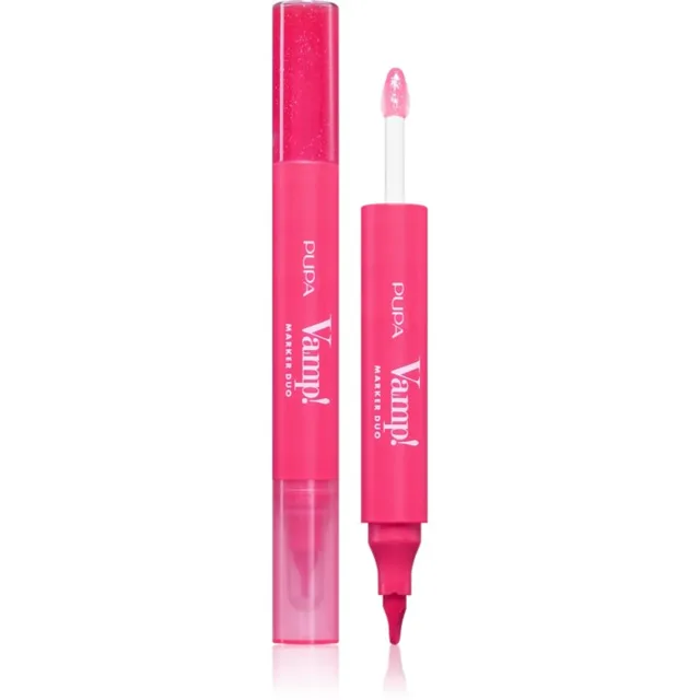 PUPA Milano Vamp! Lip Marker Duo fix na rty s leskem odstín 006 Dragon Fruit 1.4 ml