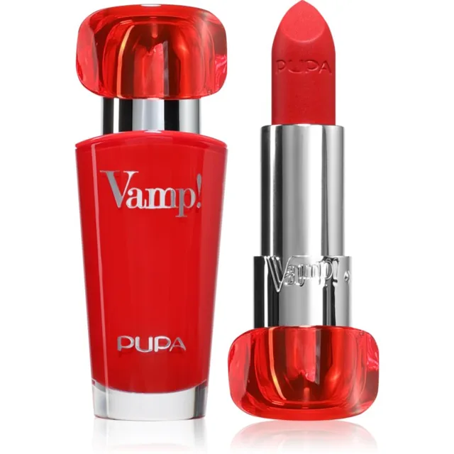PUPA Milano Vamp! Luminous Lipstick rtěnka pro plné rty odstín 302 Ruby Red 3.5 g