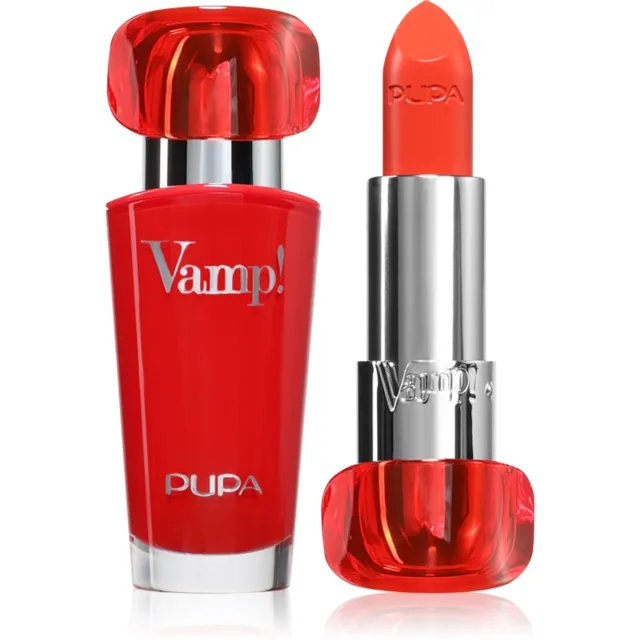 PUPA Milano Vamp! Luminous Lipstick rtěnka pro plné rty odstín 306 Outstanding Orange 3.5 g