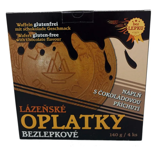 PURAVITA Lázeňské oplatky čokoládové bez lepku 4 kusy