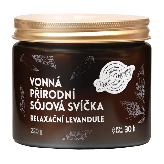 PURE HARMONY Přírodní vonná sójová svíčka Relaxační levandule 220 g