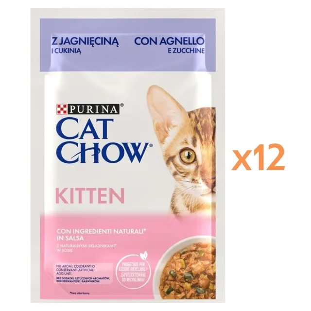 PURINA Cat Chow Kitten Jehněčí s cuketou v omáčce 12x85 g krmivo pro koťata