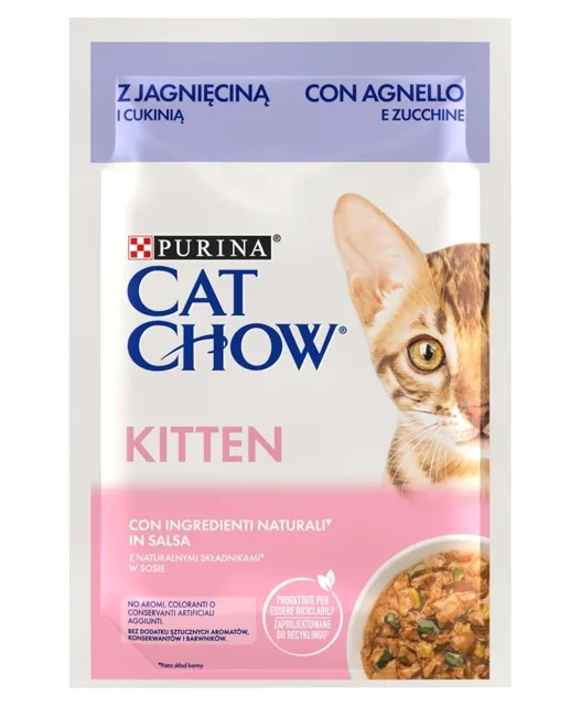 PURINA Cat Chow Kitten Jehněčí s cuketou v omáčce 85 g mokré krmivo pro koťata