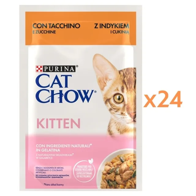 PURINA Cat Chow Kitten Krůtí s cuketou v želé 24x85g krmivo pro koťata