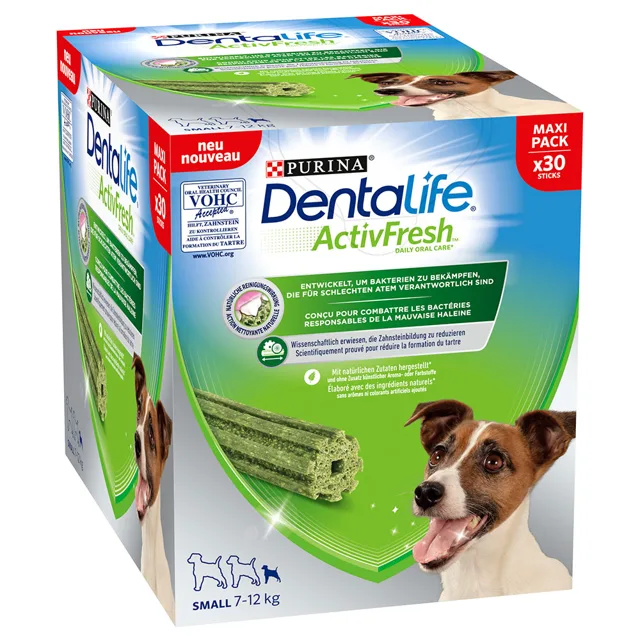 Purina Dentalife Active Fresh Daily Dental Care, 4 balení, 3 + 1 zdarma! - pro velké psy 4 x 18 kusů