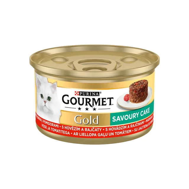 Purina Gourmet Gold Savoury Cake hovězí konzerva pro kočky 85 g