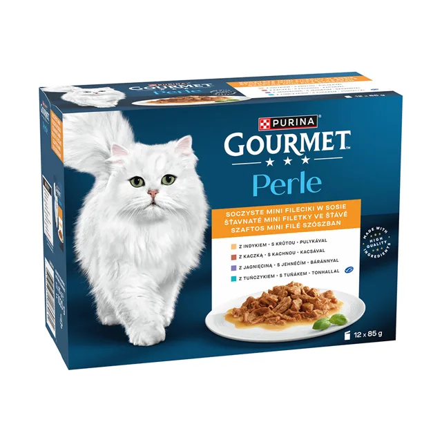 Purina Gourmet Perle krůta, kachna, jehněčí, tuňák ve šťávě kapsičky pro kočky 12x85 g