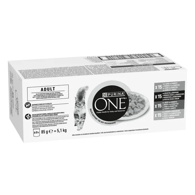 Purina One Adult Cat Mix Meat & Vegetables - Výhodné balení: 120 x 85 g