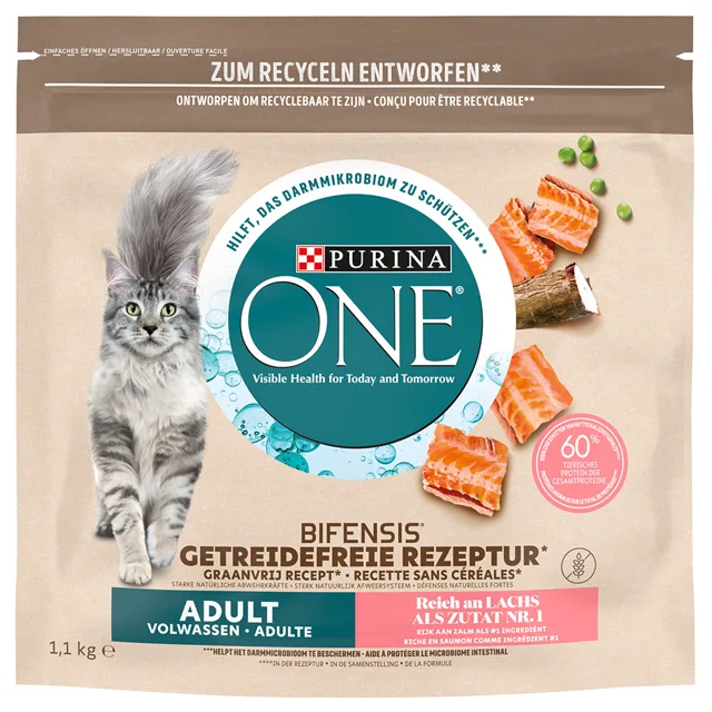 Purina ONE Adult Grain Free losos - 3 x 1,1 kg