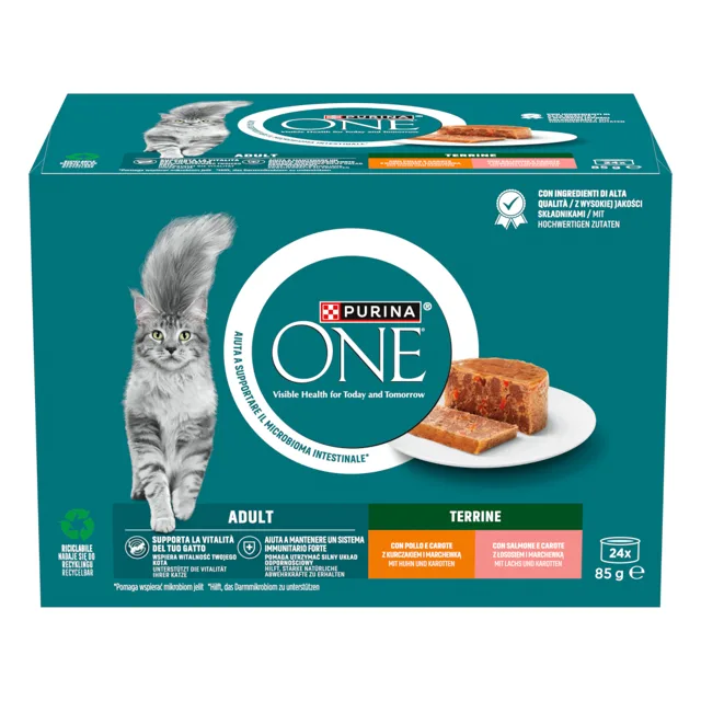 PURINA ONE Adult Terrine - míchané balení (24 x 85 g)