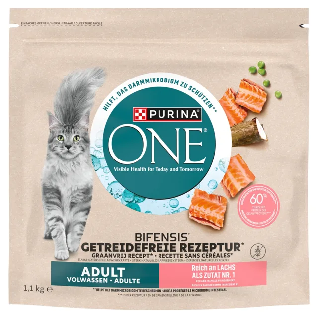 PURINA ONE Bifensis Grain Free Adult Salmon 1,1 kg granule pro kočky bohaté na lososa, bez obilovin