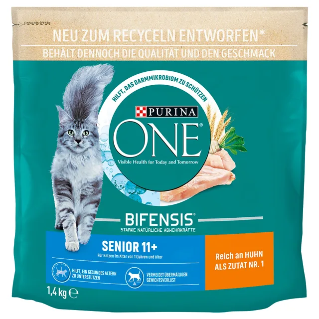 Purina ONE Bifensis Senior 11+ granule kuře - výhodné balení: 2 x 1,4 kg
