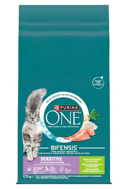PURINA ONE Bifensis Sensitive Cat Turkey and Rice 9,75 kg krůta a rýže granule pro kočky s citlivým zažíváním