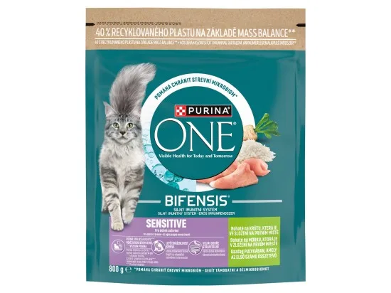 Purina ONE Bifensis Sensitive granule pro kočky krůta 800 g