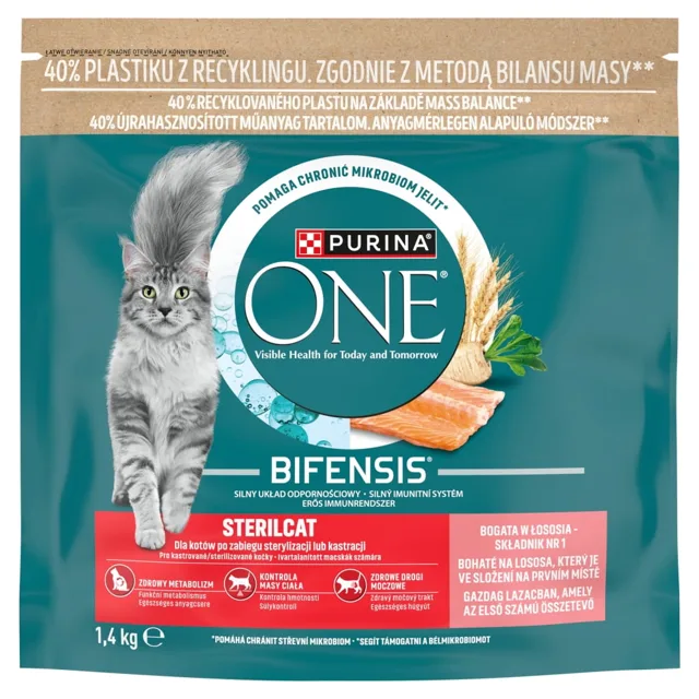 PURINA ONE Bifensis Sterilcat Salmon 1,4 kg bohaté na lososa, suché krmivo pro sterilizované kočky